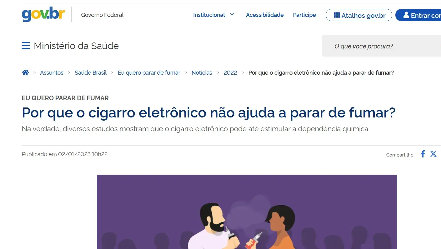Posicionamento do Ministério da Saúde sobre produtos alternativos de nicotina